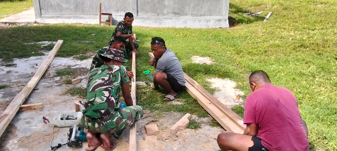 Satgas TMMD Rehab Perpustakaan SD Negeri Moain